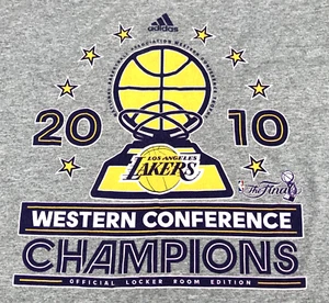 2010 LA Lakers Western Conference Champions NBA Gray T-Shirt Sz L Adidas - Picture 1 of 8