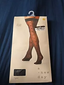 A New Day Women's Polka Dot Back Seam Thigh Highs Ebony Black Size S/M - Picture 1 of 3