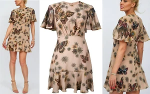 AUTH Valentino butterfly floral printed silk Dress IT 42 - Picture 1 of 22