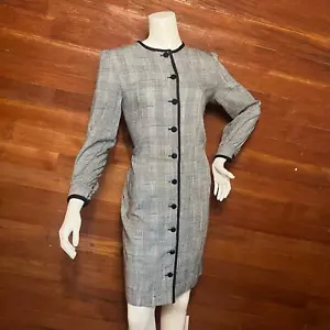 VINTAGE Orvis Womens Twee Secretary Dress 80s Plaid Size 6 Made In USA - Picture 1 of 7
