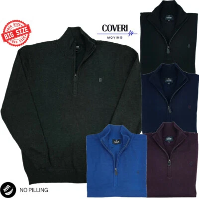 Maglione Maglioncino lupetto pullover uomo mezza zip taglie forti Coveri 3xl 4xl - Immagine 1 di 2