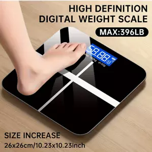 Digital Bathroom Scale 396 lbs - Wide Platform, LCD Display, KG/LB Switch, Temp - Picture 1 of 15