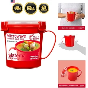 Mikrowelle Suppentasse mit Deckel Dampfabzug isoliert BPA-frei 22 Oz. - Bild 1 von 9