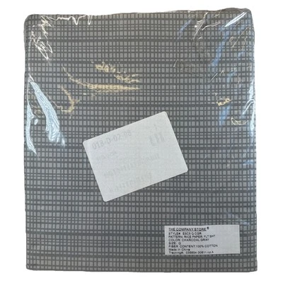 THE COMPANY STORE Flat QUEEN Sheet 100% Cotton Charcoal Gray Rice Paper NEW - Image 1 of 4