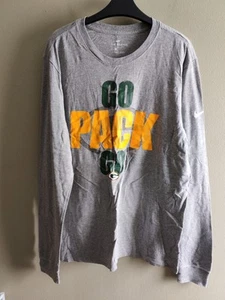 Nike Green Bay Packers NFL Long Sleeve T Shirt Medium M Tee Grey Graphic Go Pack - Picture 1 of 10