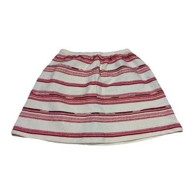 Falda Corona Papel Anthropologie Mediana Roja Blanca Rayas Línea A Texturizada Otoño Foto 1 de 4