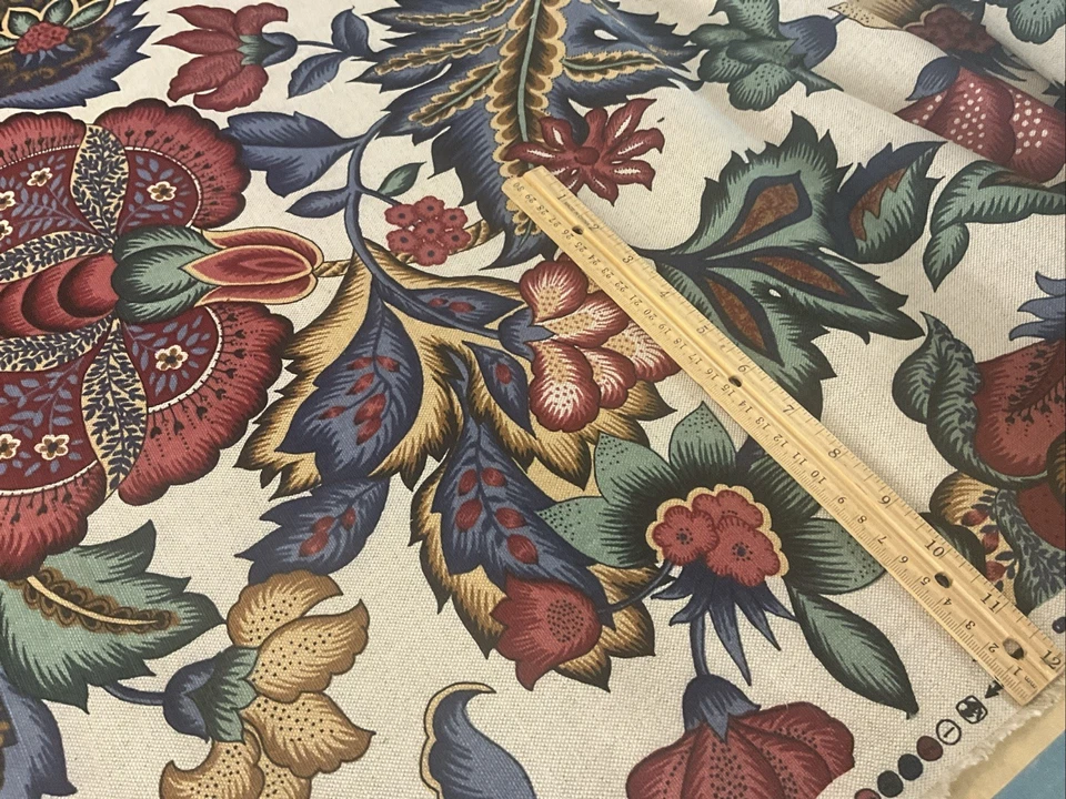 VTG Waverly Jacobean Floral Pinehurst Cotton Fabric 56”x48” Scotchgard Upholste - Image 1 of 4