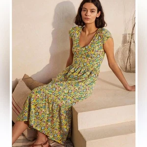 Boden Voop Baumwolle Stufen Midikleid Narzisse Kaleidoskop Blumen Gr. 4 Preppy - Bild 1 von 15