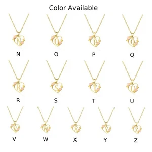 26 Letters Love Lace Heart Floral Pendant Necklace with Stainless Steel Chain - Picture 1 of 41