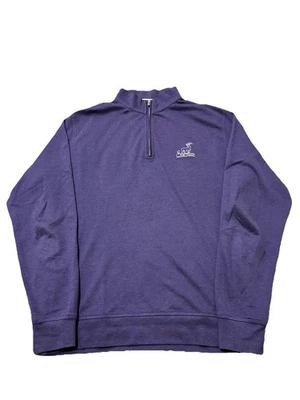 Peter Millar Perth Melange Performance 1/4 Zíper Masculino S Cinza Roxo VEJA MEDIDA - Imagem 1 de 4