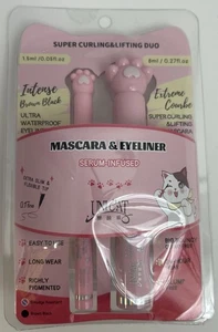 Uni Cat Duo Mascara & Eyeliner Set Waterproof Brown Black Serum Infused Curling - Picture 1 of 4
