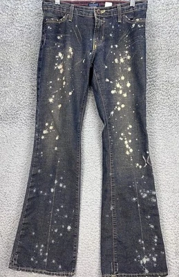 Vtg Y2K Von Dutch Ultra Low Rise Flare Jeans Sz 27 KustomMade Bleach Splatter - Image 1 of 4