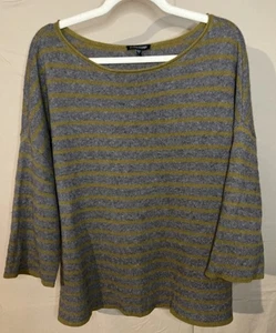 Suéter para mujer EILEEN FISHER gris mostaza lana yak manga 3/4 XL - Imagen 1 de 7