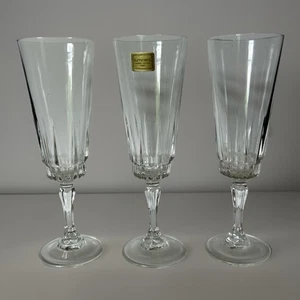 Luminarc Verrerie D’Arques France Set Of 3 Crystal Stemmed Champagne Flutes - Picture 1 of 9