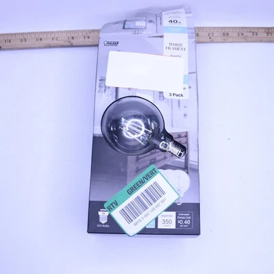 (2-Pk) Feit Electric Globe LED Light Bulb Dimmable White Filament G25 40W Eqv - Image 1 of 4