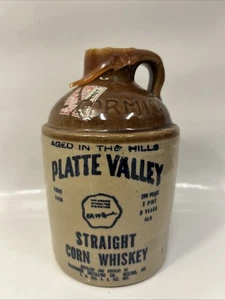 Vintage Platte Valley McCormick Distilling Co. Corn Whiskey Steinzeug Krug leer - Bild 1 von 4