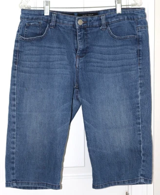 Pantalones Cortos Para Mujer Nine West Denim Bermuda 12/31 Azul Tiro Medio Elastizados 14" Entrepierna Foto 1 de 4