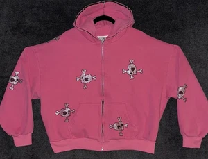 Named Collective Cerise Skull Hoodie Women’s Size Large / XL **FLAWS ** Oversize - Picture 1 of 6