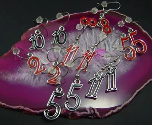  Ohrhänger 1 Stk. Zahlen Ziffern 2/5/8/10/11 Ohrringe Ohrschmuck rot schwarz - Bild 1 von 6