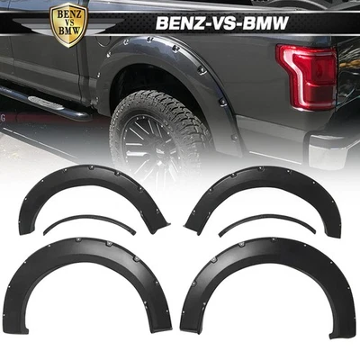Fits 15-17 Ford F-150 Pocket Rivet Style Bolt Wheel Fender Flares Matte Black PP - Image 1 of 4