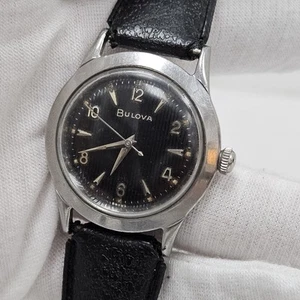 1954 BULOVA Phantom Slim Vintage Gents Black Striped Dial Swiss Watch Watch Rare - Picture 1 of 8