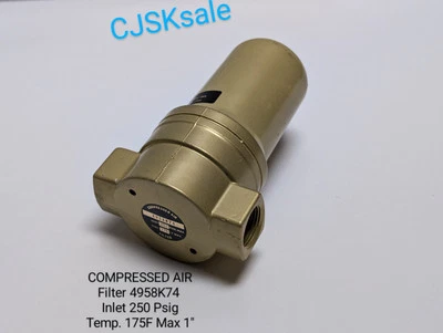 COMPRESSED AIR Filter 4958K74 Inlet 250 Psig Temp. 175F Max 1" (NEW). - Image 1 of 4