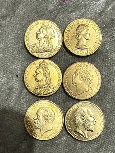 X1 vergoldet Repo Full Sovereign Königin Elizebeth II König Georg VI IIII V - Bild 1 von 39