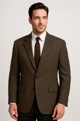 Blazer de lana marrón pata de gallo con 2 botones Lauren Ralph Lauren 44R para hombre Foto 1 de 4