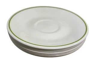 Corelle By Corning Saucer Plate Meadow White Green Trim 6.25" Vintage Set Of 5 - Picture 1 of 8