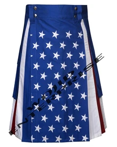 Schottische handgefertigte USA Flagge Kilt, amerikanische Flagge Utility Hybrid Kilt auf Bestellung - Bild 1 von 5