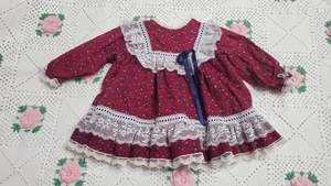 Vintage Bryan Kreis Kleid Mädchen Baby 12 Monate Weihnachten Party Blumen Spitzenborte - Bild 1 von 16