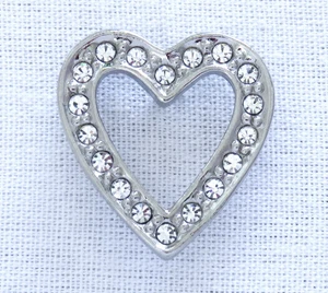 Spilla bavero Avon cuore strass vintage tono argento amore matrimonio San Valentino - Foto 1 di 3
