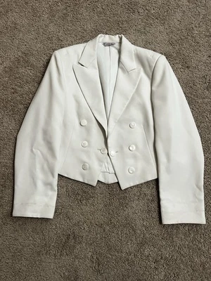 Esmoquin Negro Corbata Blanco Chaqueta Baile de graduación Vintage 38R Blanco Corbata Formal Baile Uniforme Foto 1 de 4