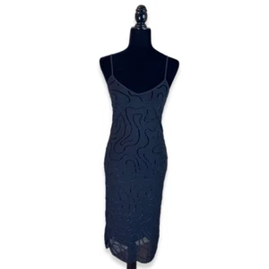 Vintage Versus by Gianni Versace Black Velvet-Detail Midi Dress - Picture 1 of 17