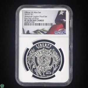 2019-P American Legion Commemorative Silver Dollar NGC PF 70 ULTRA CAMEO - Picture 1 of 4