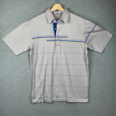 Polo retro vintage Etonic para hombre grande beige a rayas golf años 90 manga corta Foto 1 de 4