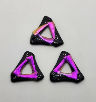Lote de 3 Colgantes Triangulares Paula Radke Vidrio Dicroico Rosa/Púrpura/Negro 40mm Foto 1 de 3
