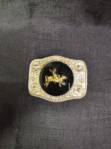 Rodeo Cowboy Gürtelschnalle. Kleiner Riss drin, siehe Bilder. - Bild 1 von 8