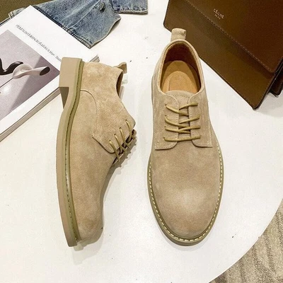 Zapatos Oxford Retro Exterior British Work Business Para Hombre Gamuza Con Cordones Punta Redonda Foto 1 de 4