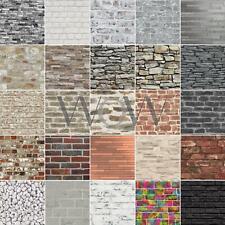 BRICK SLATE STONE EFFECT WALLPAPER - RUSTIC RED WHITEWASHED GREY BLACK & MORE