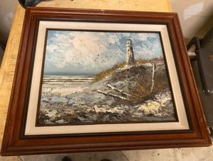 R. Weston Lighthouse Original Ölgemälde auf Leinwand RAR - Bild 1 von 10