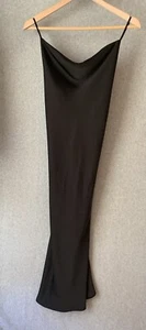 H&M Slip Dress Black Maxi Sz S Silky Satin Whimsigoth Fairy Grunge - Picture 1 of 9