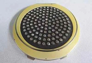 Vintage Rowenta Compact 1930s Deco Powder Ivory Black Enamel Rhinestones Ladies - Picture 1 of 16