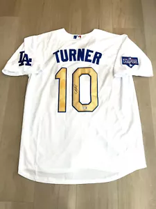 Justin Turner Signed World Series Gold Jersey Los Angeles Dodgers BAS CERT #1 - Picture 1 of 4