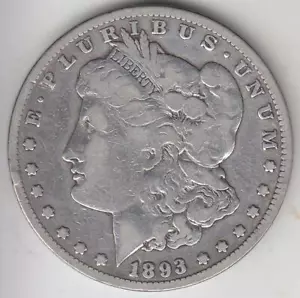 JUST REDUCED!! # 1 BETTER DATE 1893-CC MORGAN SILVER DOLLAR F-VF - Picture 1 of 2