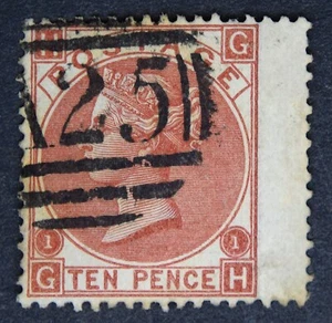 GB SG112 QV 1867 10d Red-Brown, Plate 1, GH, Fine Used in Malta - Picture 1 of 2
