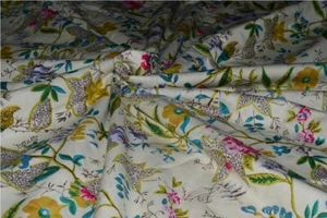 Tela artesanal de costura 100 % algodón con estampado floral en bloque a mano indio de 5 yardas - Imagen 1 de 3