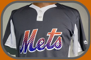 NEW YORK MET MAJESTIC YOUTH XL 2 BUTTON SHORT SLEEVE JERSEY SHIRT JENSEN ON BACK - Picture 1 of 4