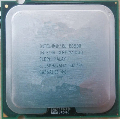 Intel Core 2 Duo E8500 3.16 GHz SLB9K 6M Dual-Core Socket 775 CPU Processor - Image 1 of 4