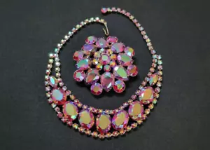 Juliana Vintage Demi-Parure Strass Halskette Brosche - Bild 1 von 14